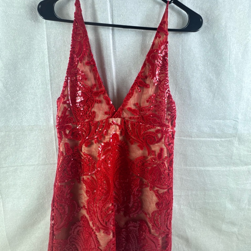 Red sequin Free People v-Neck dress